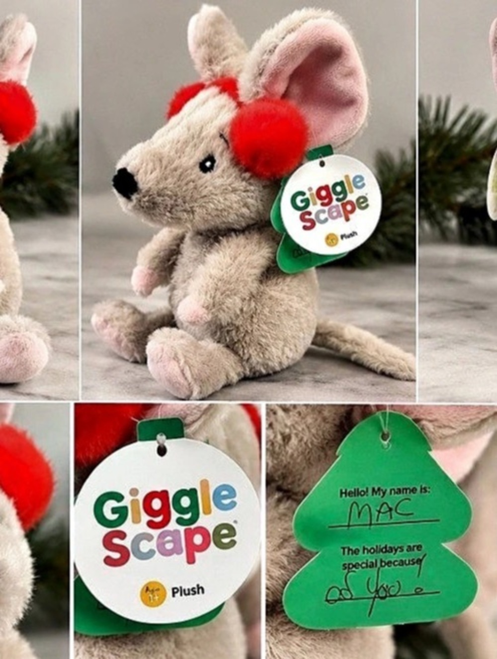 GiggleScape Mac Plush Mouse Toy NWT